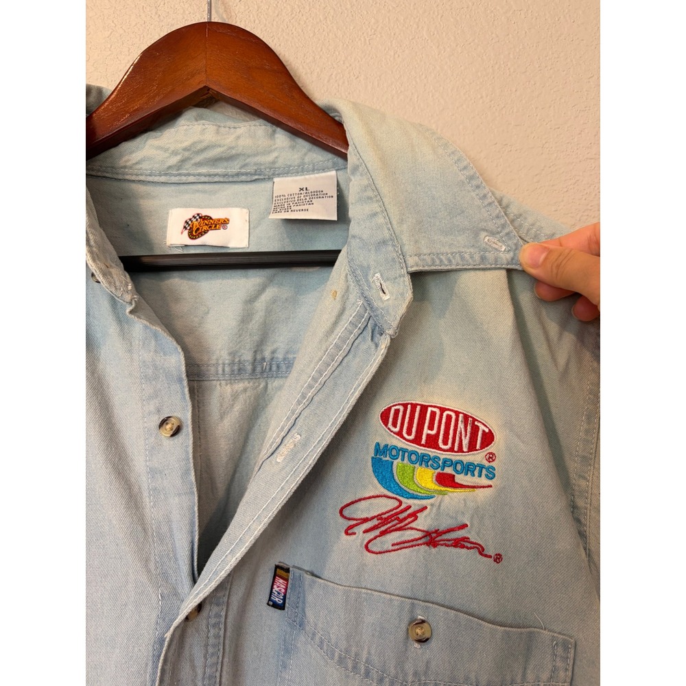 Vintage Winners Circle NASCAR Jeff Gordon DuPont Motorsports Denim Shirt XL